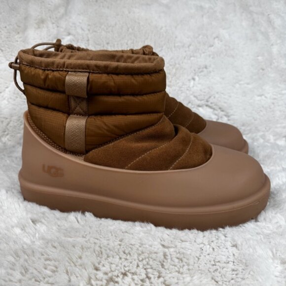 UGG Classic Mini Pull-On 3M Weather Slip On Boots Chestnut Brown Mens Size 9 US